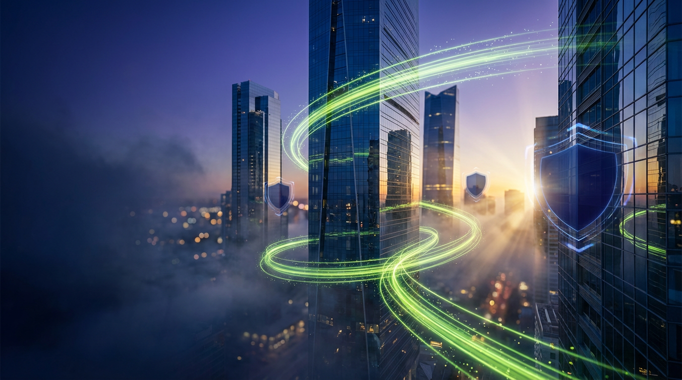 Futuristic Smart City Network - Blue Hour